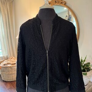 White House Black Market Black Lace Bomber Jacket